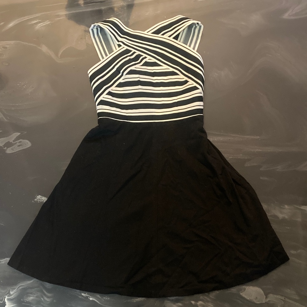 Maeve Black and White Striped Dress